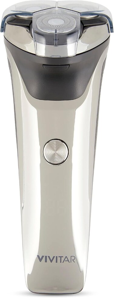 VIVITAR Metallic Cordless 3 Head Rotary Shaver, Cordless Electric Rotary Shaver for Men with Three Independently-Floating Heads, Pop-up Trimmer, and Stainless Steel Blades for Wet and Dry Uses