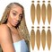 SOKU Pre Stretched Braiding Hair Extensions 24 Inch - 8 Packs Strawberry Honey Blonde Box Braids Synthetic Professional Crochet EZ Braid Neat Yaki Texture Hot Water Setting