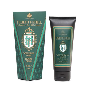 Truefitt &amp; Hill Shaving Cream Tube - West Indian Limes - Premium Glycerin-Based Lather, Smooth Glide, and Hydration for a Luxurious Shave - 2.65 oz
