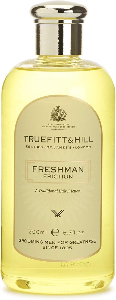 Truefitt &amp; Hill Freshman Friction, Stimulating, Invigorating, and Purifying Formula with Premium Cleansing Ingredients, Compatible with Other Hairdressings - 6.7 oz.