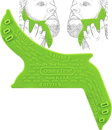 Quality Time Beard Shaping Tool Guide; Flexible Beard Guard, Do-it-Yourself, Innovative Design Template, Haircut Trimming Stencil - Beard Lineup Shaving Guide, Made in USA