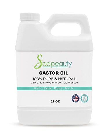 Soapeauty Cold Pressed Castor Oil   Hexane Free 100% Pure Natural Castor Oil Promotes Healthy Skin &amp; Hair   Thickens Eyebrows &amp; Lengthens Eyelashes   32 fl oz