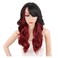 KRSI Ombre Red Synthetic Wigs for Black Women Dark Roots Long Natural Wavy Full Synthetic Hair Wigs For Women Side Parting With Bangs Heat Friendly Replacement Wigs 24 Inches (Ombr 1B/Red)