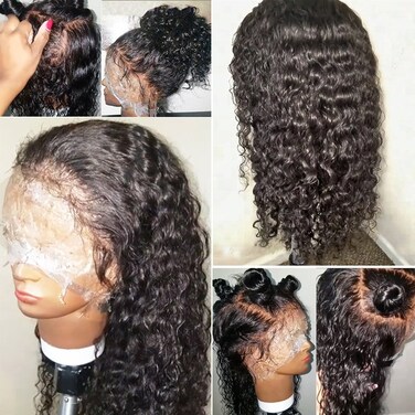 JYZ Full Lace Human Hair Wigs Burmese Wet Curly Hair 150% Density Full Lace Wigs Human Raw Hair Plucked Bleached Knots with Baby Hair 14 Inch Free Part