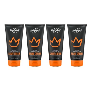 King of Shaves 2-in-1 No Foam Shaving Cream &amp; Daily Moisturising Face Cream for Men 175ml QUAD PACK