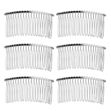 10 Pieces Metal Hair Comb Clip Wire Wedding Bridal Veil Combs for Women (20 Teeth, Silver)