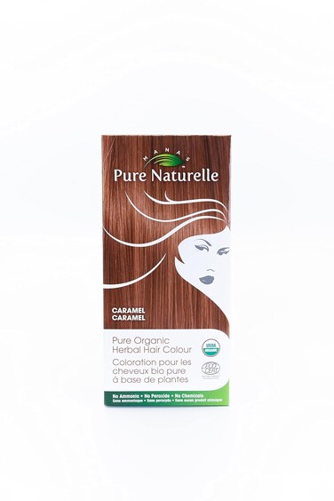 Pure Organic Herbal Hair Colour - Natural Hair Dye for Men and Women with 100% Grey Coverage (Caramel)