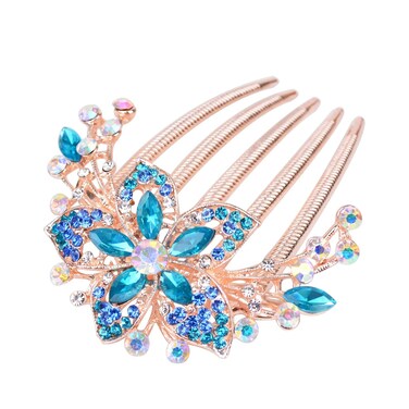 Flower Rhinestones Hair Combs Accessories,Perfect Mother's Day Gifts,Birthday Gifts,Wedding Gifts（Blue）