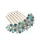 Women Rhinestone Inlaid Flower Hair Comb Hairpin Barrette Accessory,Also Perfect Mother's Day Gifts for Mom (Blue)