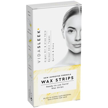 Hair Removal Wax Strips for Face: Argan Oil + Aloe Vera: 20 Count