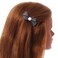 Small Vintage Inspired Filigree Midnight Blue Crystal Bow Barrette Hair Clip Grip In Aged Silver Finish - 60mm Across