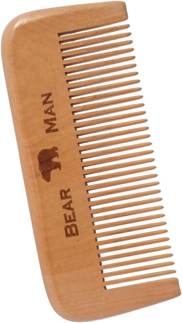 Beard and Mustache Comb - Natural Wood Beard Maintenance Kit for Men's Hair Anti-Static Traditional Barber Style