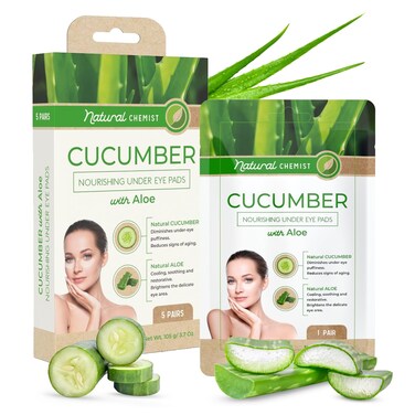 Cucumber &amp; Aloe Under Eye Patches - Cooling, Reduces Puffiness, Anti-Aging, Hydrating, Dermatologist Tested, Cruelty Free Korean Skin Care For All Skin Types - 5 Pairs