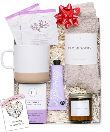 Unboxme Lavender Spa Gift Set - Relaxation Gifts for Women with Candle &amp; Bath Bombs - Perfect Self-Care Gift for Women, Birthdays, Christmas, Get Well Soon, or Valentine's Day