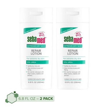 Sebamed Extreme Dry Skin Repair Advance Therapy Lotion with 10% Urea Perfect for Eczema Psoriasis Lotion Rough Dry Skin Moisturizer 6.8 Fluid Ounces (Pack of 2),White, Green