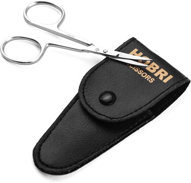 Cuticle Scissor, Extra Fine for Women and Men, Curved Stainless Steel Precise Pointed Tip Grooming Blades, Manicure, Pedicure, Trim Nail, Eyebrow, Eyelash, and Dry Skin, Hobri International, Silver