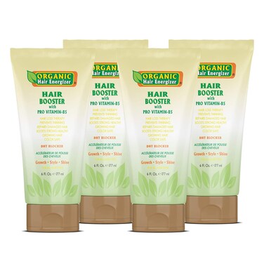 Organic Hair Energizer Pro Vitamin-B5 Hair Growth Booster, 6 fl oz (Pack of 4) DHT-Blocker, Sulfate-Free &amp; Paraben-Free - for Thinning &amp; Receding Hair - Color Safe for Men, Women &amp; Teens