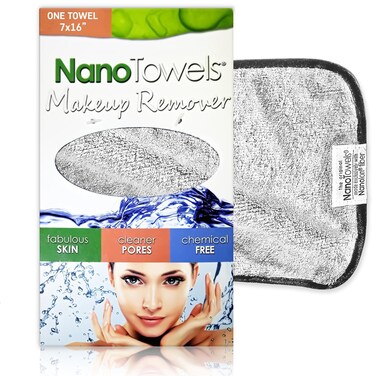 Nano Towel Makeup Remover Face Wash Cloth. Remove Cosmetics FAST and Chemical Free. Wipes Away Facial Dirt and Oil Like An Eraser. Great for Sensitive Skin, Acne, Exfoliating (Grey)