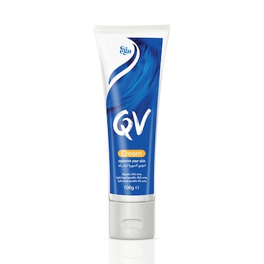 QV Cream with 10% Glycerin (100g) Rich Protective Moisturiser for Sensitive, Dry Skin, Fragrance Free, Noncomedogenic Body Cream, Hydrating Skin Care for Eczema, Psoriasis, Dermatitis, Tube