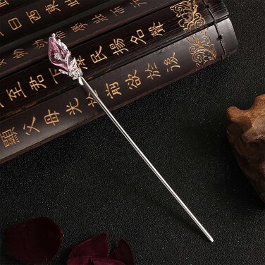 Purple Chinese Hair Stick Japanese Hairpin Hair Chopsticks,Jade Metal Retro Hair Chopsticks, Vintage Hair Sticks Hair Styling Pins for Women Girl