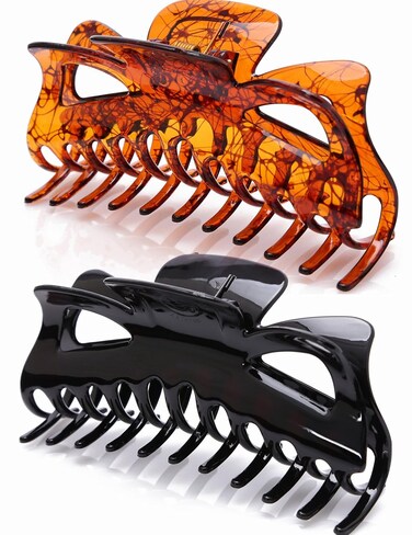 Thick Hair Super Large Clips Crystal Plastic Claw Clamps Hairgrips Clips Accessories for Women, 2 pack. (A)