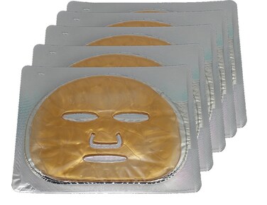 Gold Gel Collagen Facial Masks Sheet Patch 5PCS, for Skincare Moisturising, Collagen Real Deep Mask, Hydrating Overnight Hydrogel Mask for Dark Spots, Dull Skin, Skincare Facial Mask