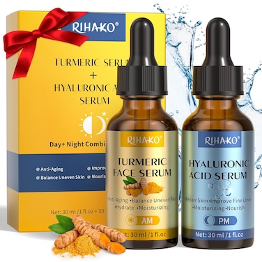 valentines day gifts for her Face Skincare Serum Set&ndash; Turmeric Vitamin C &amp; Hyaluronic Acid Serum For Wrinkles, Uneven Skin Tone