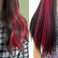 16 Pcs Straight One Color Party Highlights Clip on in Hair Extensions Colored Hair Streak Synthetic Hairpieces (Red)