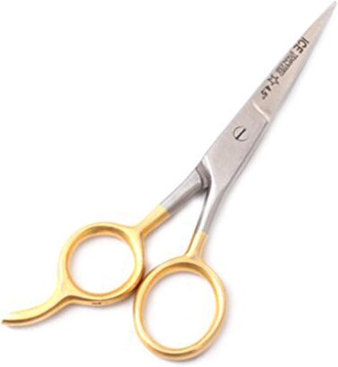 PC 4.5" HAIR CUTTING SCISSORS/BARBER SHEARS - ICE TEMPERED - STAINLESS STEEL GOLD PLATED HANDLE