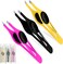 Professional Eyebrow Tweezers Slanted Tip Stainless Steel 2,3xPcs Set, Non-Slip Grip Slant Tip Tweezers for Facial Hair, Plucking Removing Ingrown Hairs, Tweezer for Women Men (Black&amp;Pink&amp;Yellow)