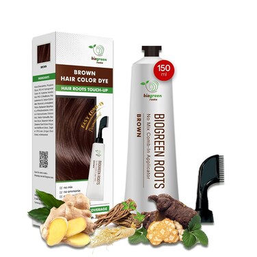 Ammonia-Free Herbal Hair Shampoo - Effectively Covers Gray Hair for Men and Women - Natural Color and Herbal Nourishment - No Stain on Skin - Brown (150 ml)