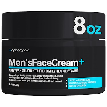 Mens Face Cream   Anti Aging &amp; Hydrating Face Moisturizer   Hyaluronic Acid, Collagen &amp; Vitamin E Cream   Men's Skin Care   Moisturizer Face Cream   8oz