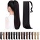 Fake Ponytail Black Clip Ponytails Straight 22" 5.1 Oz Wrap Around Synthetic Women Hair Extensions Del Pelo Girl Hair Piece Wig Fluffy Soft&amp;Not Tangled