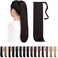 Fake Ponytail Dark Brown Clip Ponytails Straight 22" 5.1 Oz Wrap Around Synthetic Hair Extensions Del Pelo Girl Hair Piece Wig Women Fluffy Soft&amp;Not Tangled