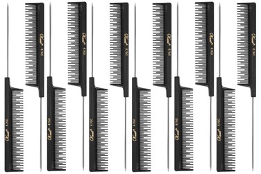 Barber Beauty Hair Krest 4760 8" Rattail Teaser Comb (12 Pack) 12 x SB-K4760-BLK