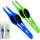 Professional Eyebrow Tweezers Slanted &amp; Pointed Tip Stainless Steel 2,3xPcs Set, Non-Slip Grip Slant Tip Tweezers for Facial Hair, Plucking Removing Ingrown Hairs, Tweezer for Women Men (Blue&amp;Green)
