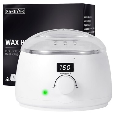SAEUYVB Hair Removal Wax Warmer with Through Lid and 16oz Pot, Professional Digital Design (White)