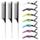 Rat Tail Comb Hair Clips Set: 3Pcs Rat Tail Combs, Hair Styling Combs for Women and 7 Professional Sectioning Hair Clips (Black)