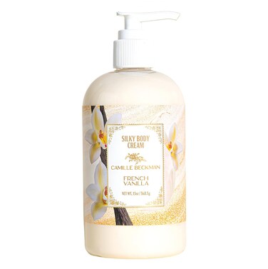 Camille Beckman French Vanilla Scented Silky Body Cream, Daily Moisturizer for All Skin Types   Non-Greasy Vegan Formula to Nourish and Soften Hands and Body, 13 Ounce