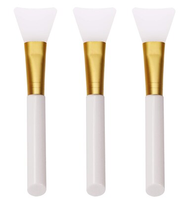 Mini Skater Brand 3Pcs Silicone Face Mask Brushes Soft Silicone Facial Mask Applicator Beauty Tool for Mud Clay Charcoal DIY Mixed Mask,White