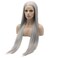 Lushy Straight Long 26inch Grey Half Hand Tied Synthetic Lace Front Wig