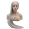 Lushy Straight Long 26inch Grey Half Hand Tied Synthetic Lace Front Wig
