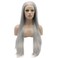 Lushy Straight Long 26inch Grey Half Hand Tied Synthetic Lace Front Wig