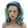 Lushy Blue Root Light Blue Medium Length 16inch wavy Heat Resistant Heavy Density Realistic Synthetic Lace Front Wig