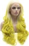 Lushy Wavy Long Light Blonde Root Golden Ombre Wig Heavy Density Half Hand Tied Heat Resistant Synthetic Lace Front Wig