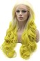 Lushy Wavy Long Light Blonde Root Golden Ombre Wig Heavy Density Half Hand Tied Heat Resistant Synthetic Lace Front Wig