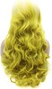 Lushy Wavy Long Light Blonde Root Golden Ombre Wig Heavy Density Half Hand Tied Heat Resistant Synthetic Lace Front Wig