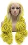 Lushy Wavy Long Light Blonde Root Golden Ombre Wig Heavy Density Half Hand Tied Heat Resistant Synthetic Lace Front Wig