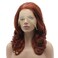 Lushy Synthetic Wavy Burgundy 16inch Medium Length Heat Resistant Heavy Density Realistic Lace Front Wig