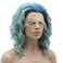 Lushy Synthetic Wavy Wig, 14inch Blue Root Light Blue Ombre, Heavy Density, Lace Front, Modern Style for Women